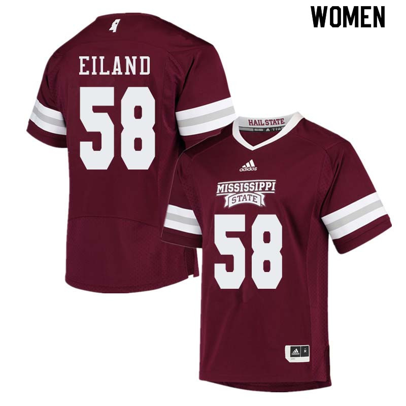 Women #58 Greg Eiland Mississippi State Bulldogs College Football Jerseys Sale-Maroon